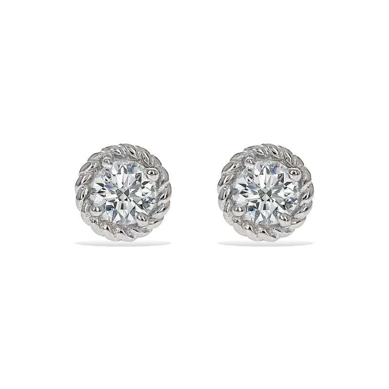 Rope Halo Cz Stud Earrings