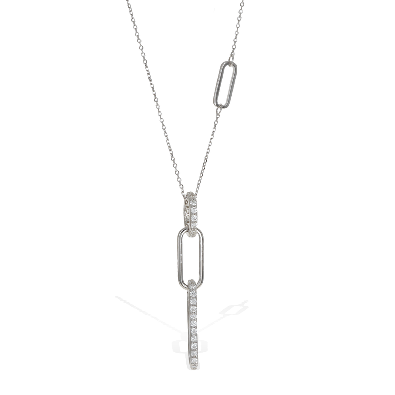 Oval Link Drop Charm Necklace