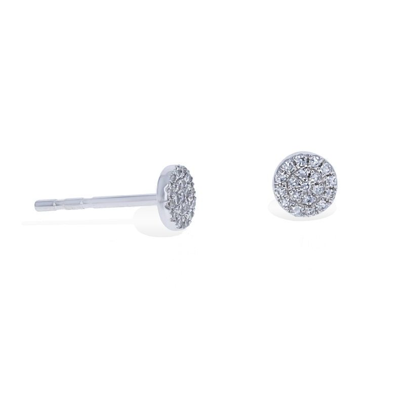 Small Diamond Disc Stud Earrings