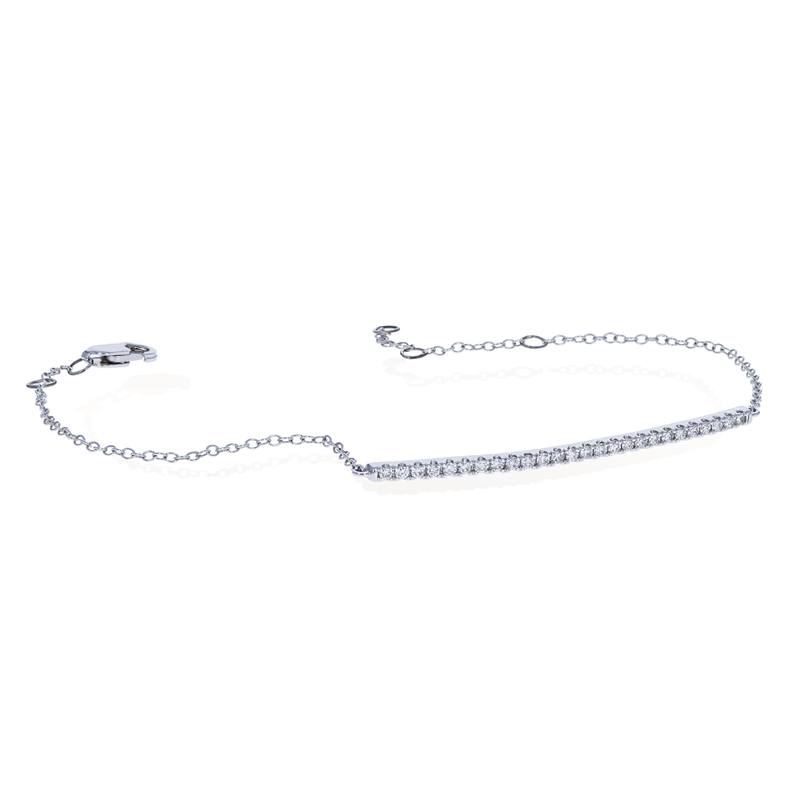 White Gold Thin Diamond Bar Bracelet