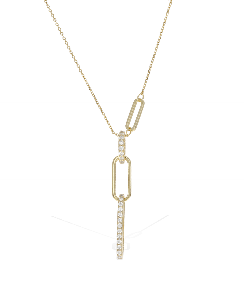 Oval Link Drop Charm Necklace